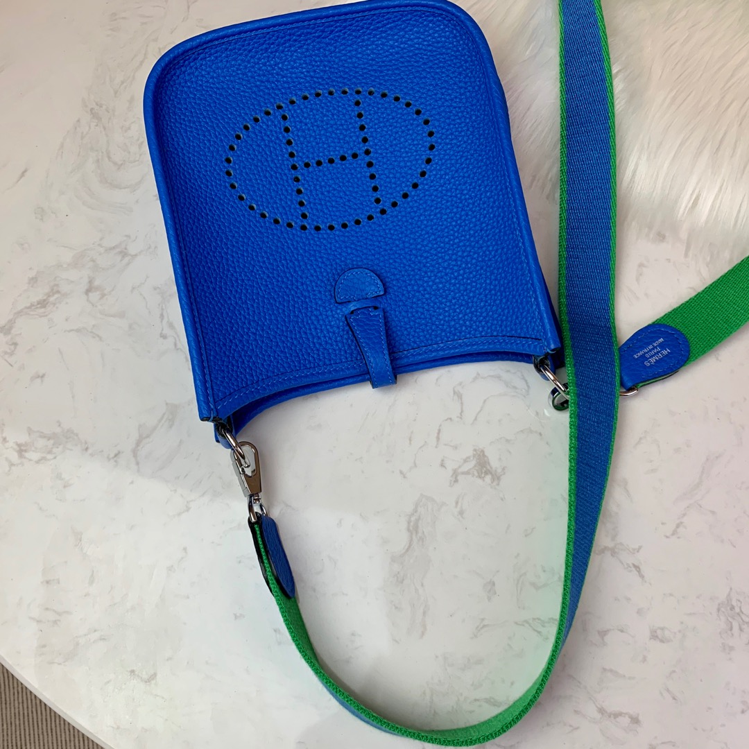 에르메스 미니 에블린16 블루젤리제 은장